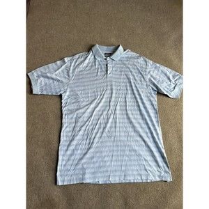 Bolle Golf Polo Shirt Short Sleeve Blue White Stripes Men's Size XL 100% Cotton‎